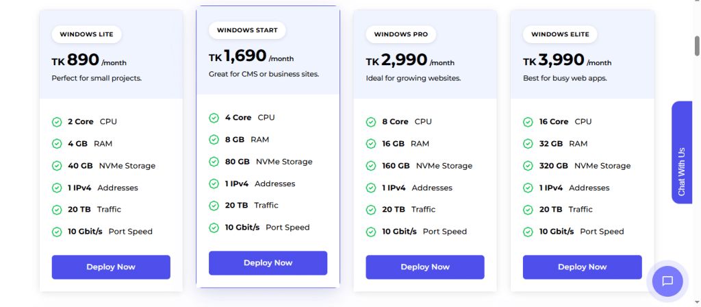 Windows VPS Bangladesh plans